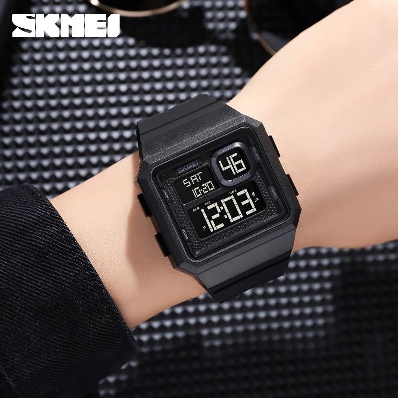 [COD] Jam Tangan Digital Segi SKMEI Original SK 1877 / SK1877 Rubber Strap Water Resistant
