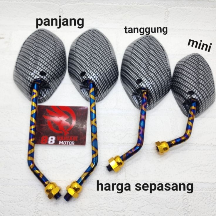 sL Spion Honda Beat Karbon Gagang Blue X Tanggung  Spion Karbon Variasi Honda Beat Vario Scoopy Supr