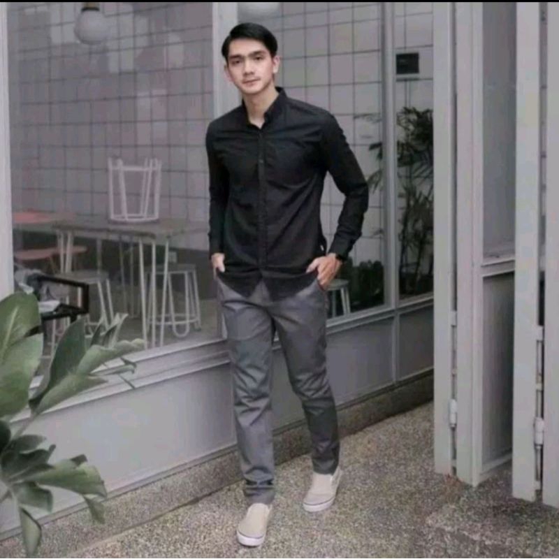 Kemeja Hitam Pria Kemeja Hitam Panjang Pria Kemeja Polos Hitam Pria Kemeja Hitam Lengan Panjang Pria