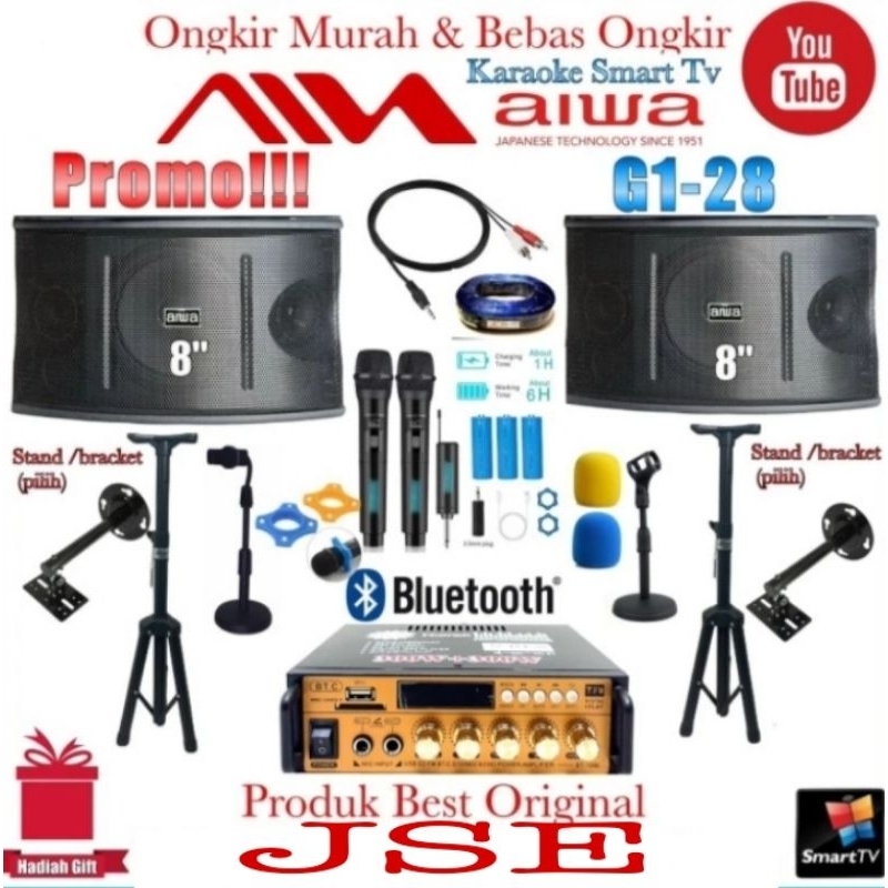 Paket sound system Smart tv karaoke Aiwa G1-28 8 inch Original Produk