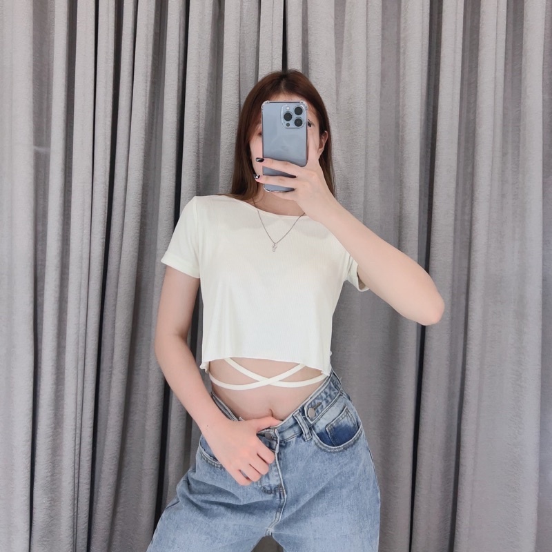 Sharaa Rib / Crop Top Silang Tali Ikat / Crop Top Wanita