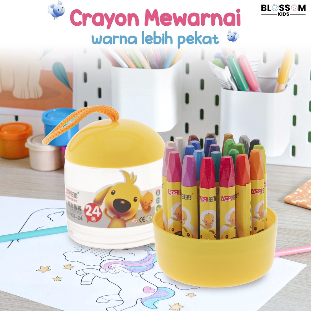 

Kirim Sekarang Crayon Anak Mewarnai 24 Warna Krayon Oil Pastel Desain Barrel BLOSSOM KIDS NGB