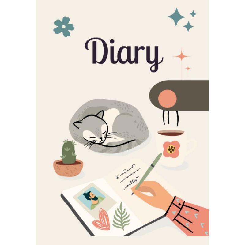 

Note book, diary, notes aesthetic sleepy Cat 15 x 10 cm
