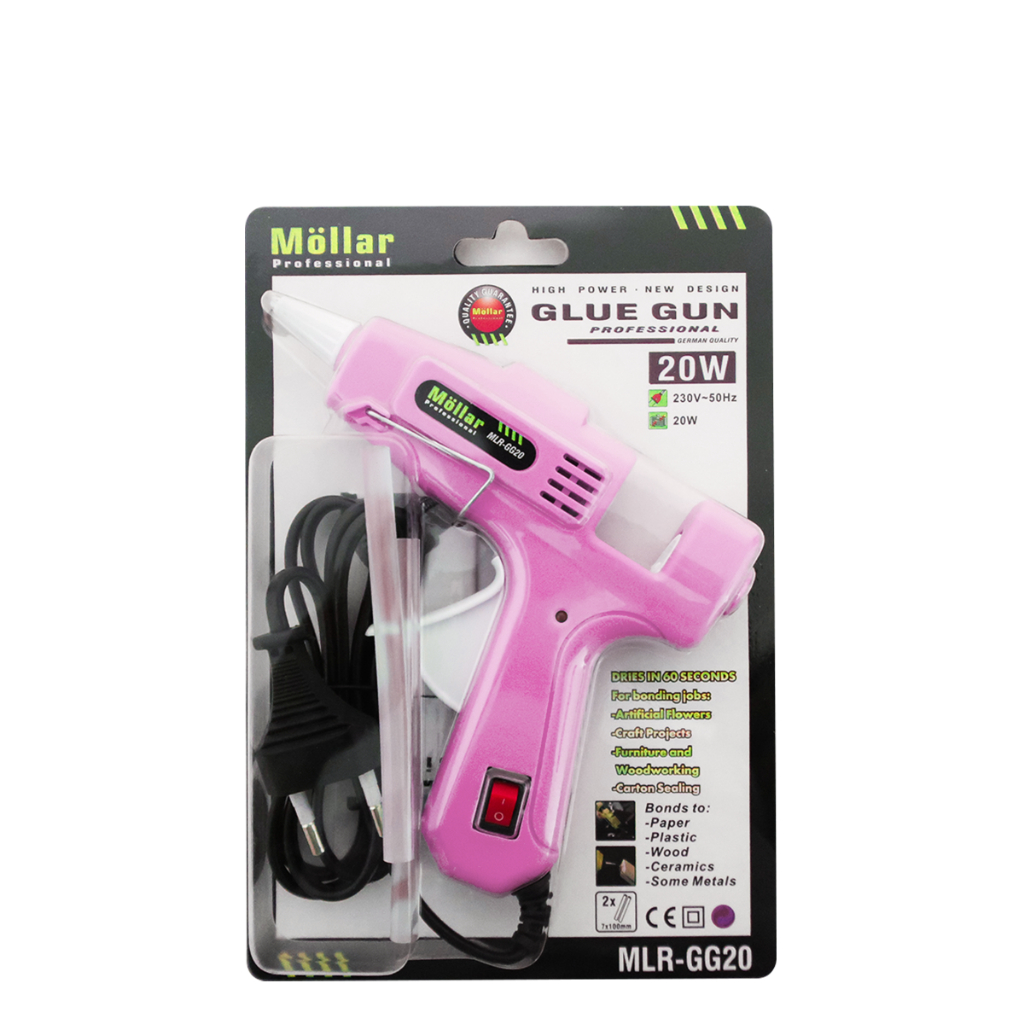 MOLLAR GG20 Glue Gun 20 Watt Alat Lem Tembak - Pink Original