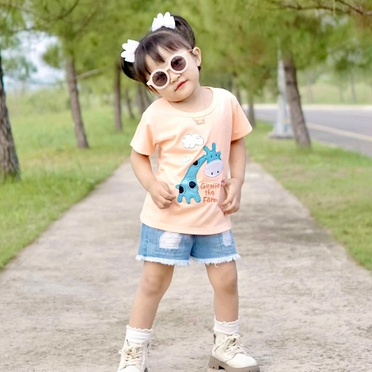 Kaos Anak Perempuan Lengan Pendek Motif Bordir Bahan Katun Premium Brand Lokal Kelfi Fashion