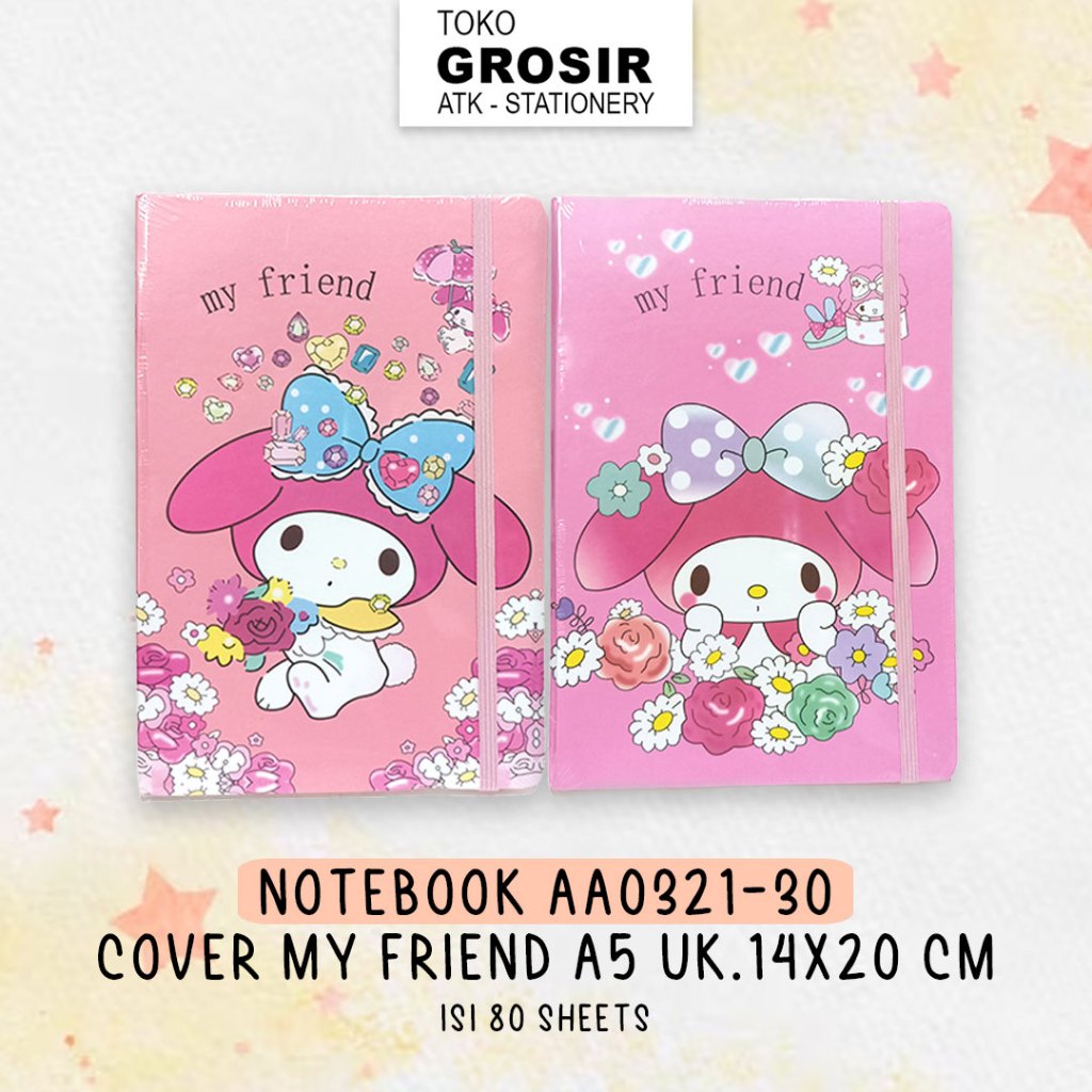 

NOTEBOOK TALI A5 AA0321-30 COVER MY FRIEND (14x20cm) / Notebook Gemoy My Melody