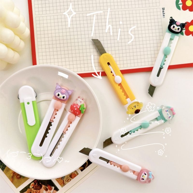 

Cutter Mini Sanrio Melody Kuromi Pisau Kecil Tajam Travel Small Knife Paper