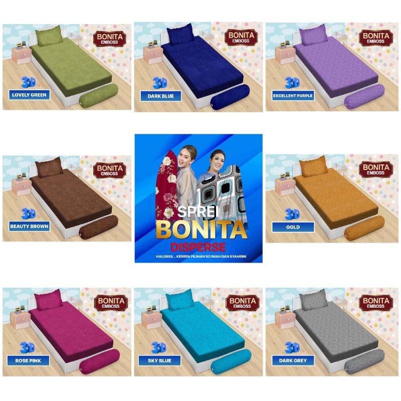 BONITA - Sprei Bonita 120x200 tinggi 20cm sprei polos corak embos