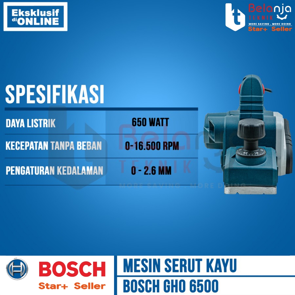 RB Mesin Serut Kayu Ketam BOSCH GHO 6500 Planner Blade Mesin Sugu Listrik 650 Watt GHO6500