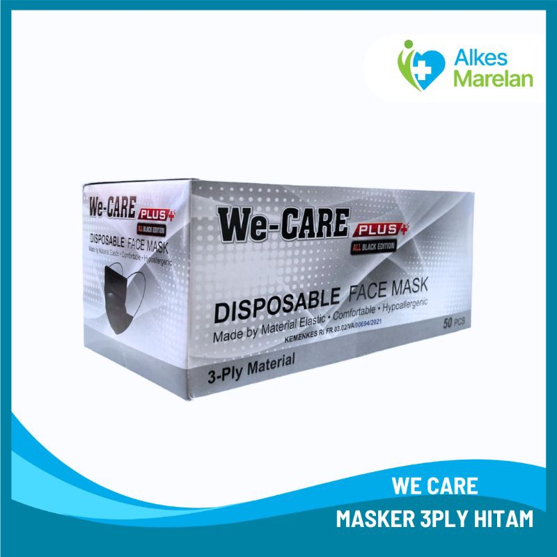 WECARE - Masker Warna Hitam We-Care 3ply / Disposable Face Mask