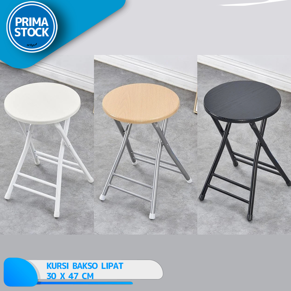 KURSI LIPAT BULAT METAL BESI KAYU BAKSO BASO TUNGGU RESTORAN STOOL
