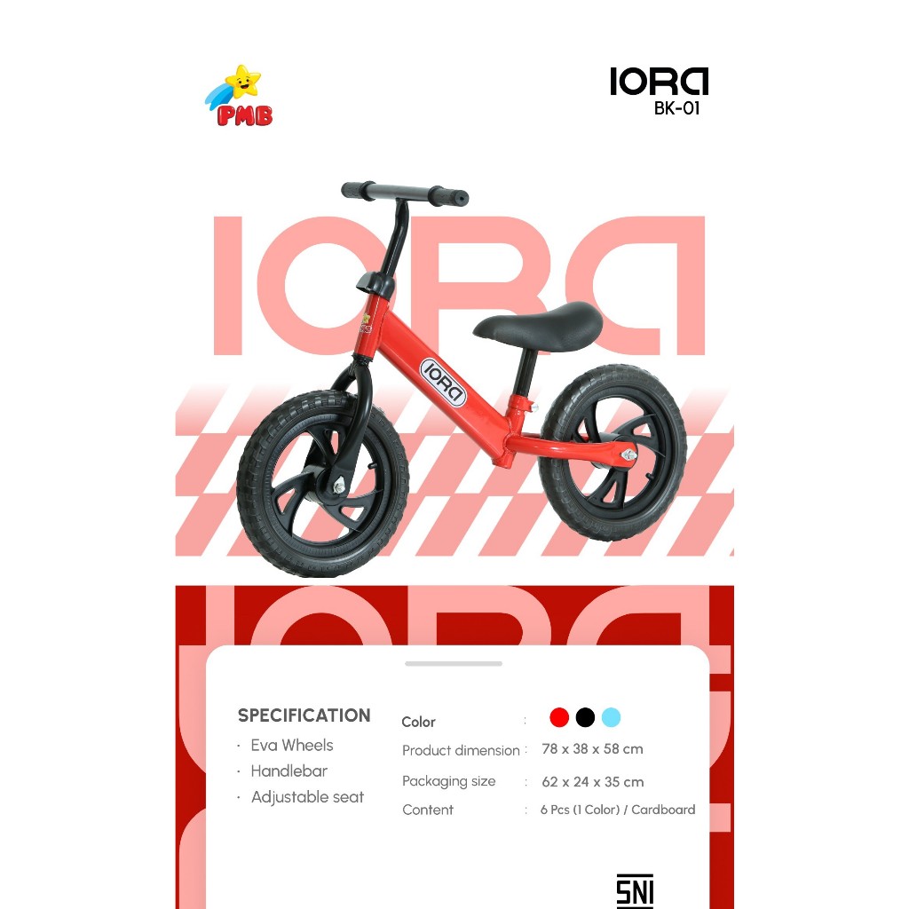 SEPEDA ANAK BK01 PMB PUSHBIKE IORA BK-01 pmb toys BK01 PMB TOYS