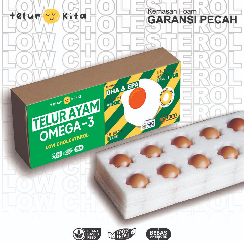 

Telur Ayam Omega 3 Organik - Nabati Low Cholesterol - Telor Ayam Omega 3