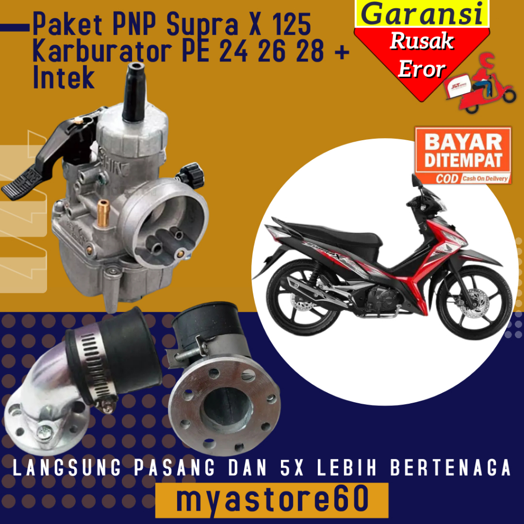 Paket PNP Supra  X 125 Langsung Pasang Karburator Karbu KEIHIN PE 24 PE 26 PE 28 Carburator Pe24 Pe2