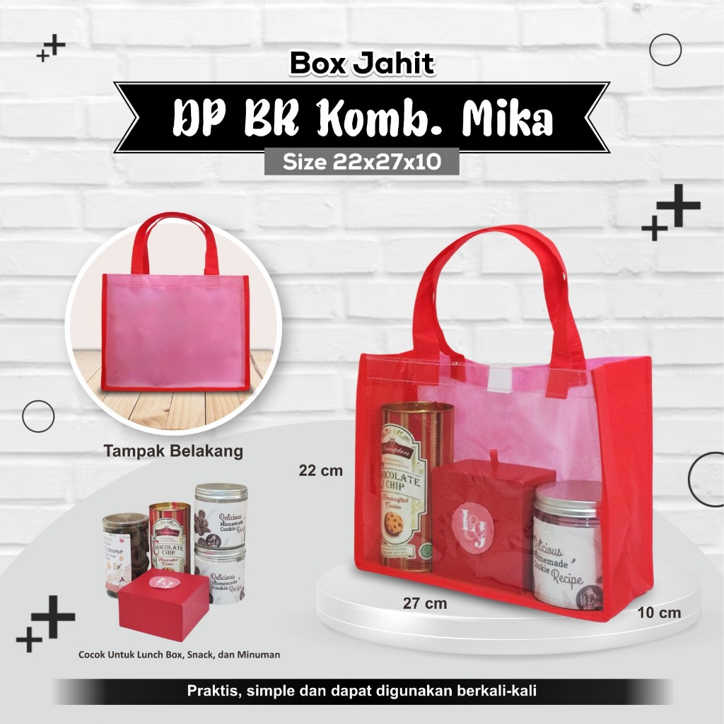 

Tas Hampers Tas Hajatan Tas Spunbond Mika Tas Souvenir Goodie Bag Mika Transparan 22x27x10