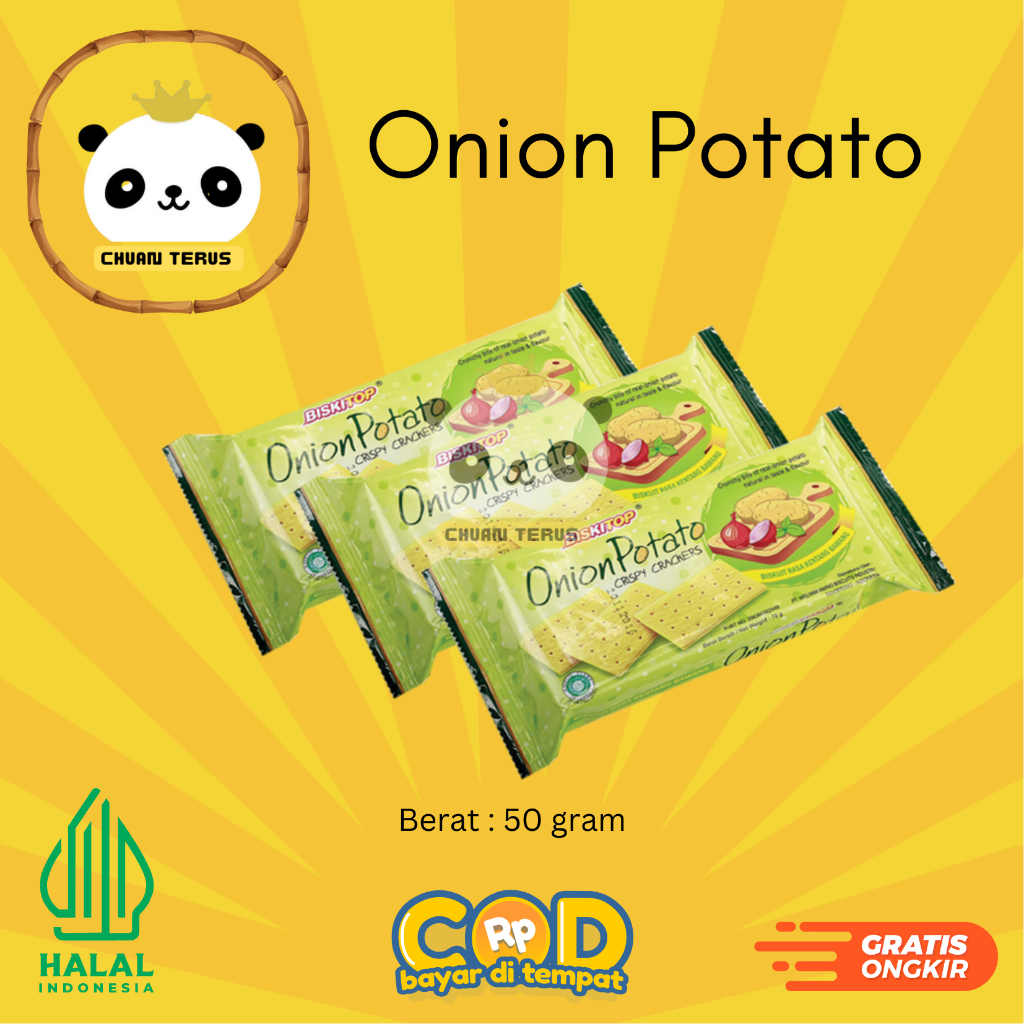 

BISKITOP - ONION POTATO 50g Biskuit Kue Kering Anak Dewasa Enak Renyah Biscuit Rasa Kentang Gurih