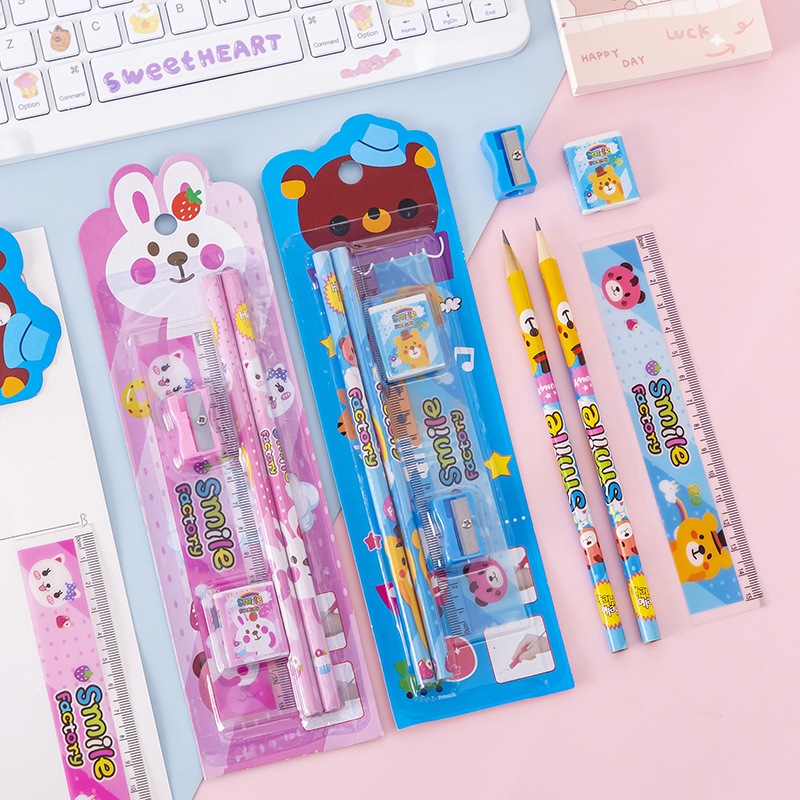 

Alat Tulis Anak Set Karakter Sekolah Perlengkapan Tulis Pensil Kartun 5in1 Stationery Set Character