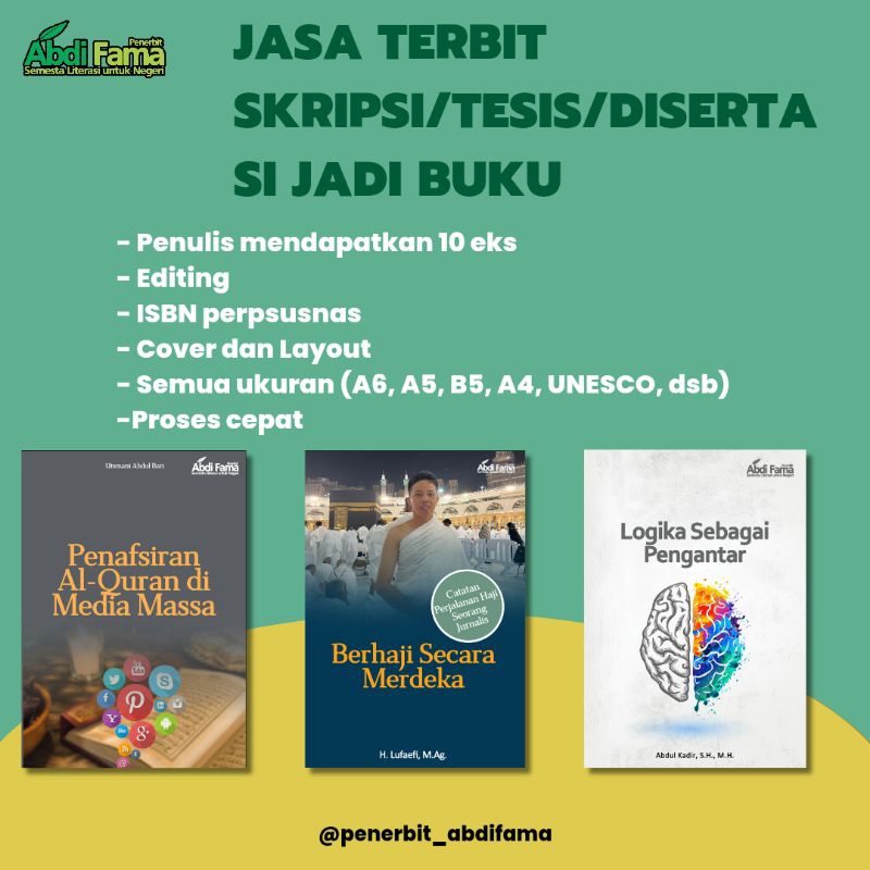 

Terbit Skripsi/Tesis/Disertasi jadi BUKU ber ISBN