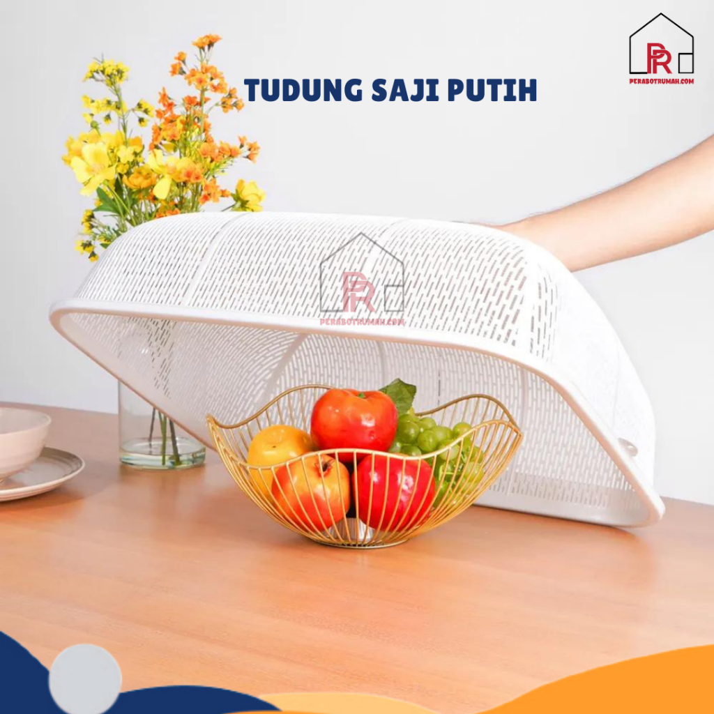 Tudung Saji Kotak Putih / Tudung Plastik Penutup Piring / Dish Cover