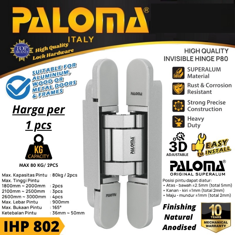 IHP 802 PALOMA INVISIBLE HINGE ENGSEL TANAM PINTU ENGSEL PINTU