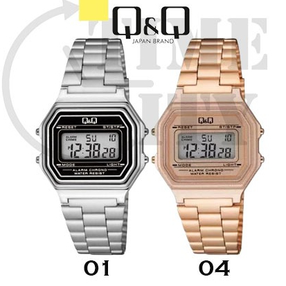 Jam tangan digital stainless vintage QQ Original Q&Q QnQ warna silver rose gold