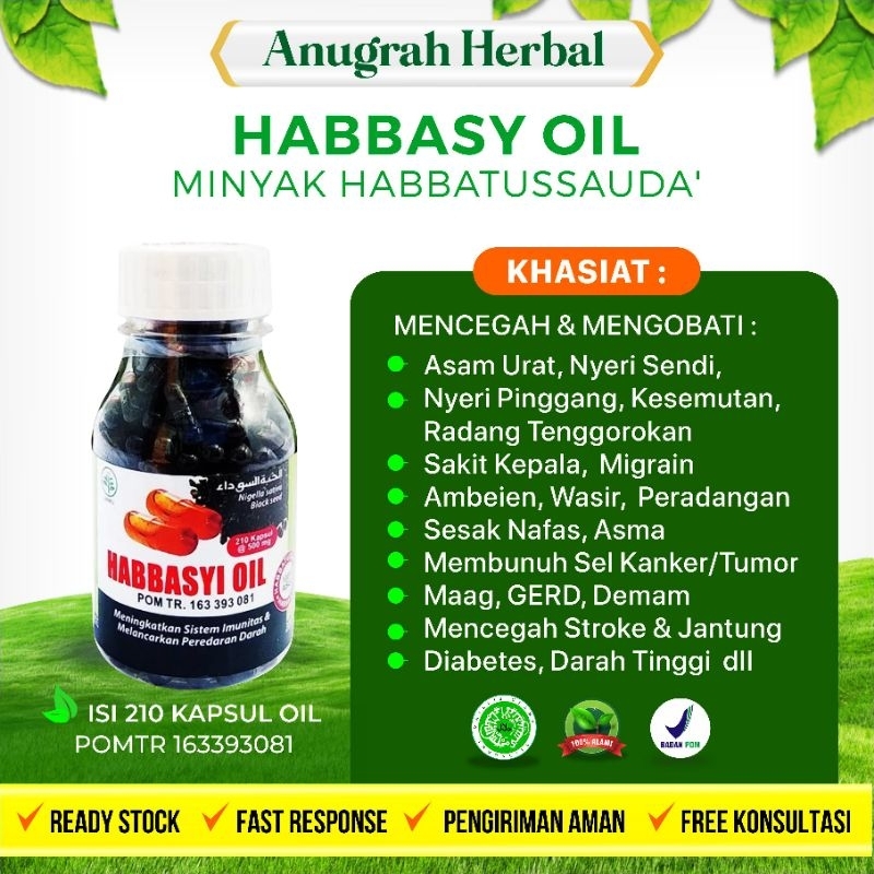 Habbasyi Oil Murni 210 Kapsul Minyak Habbatussauda Murni Minyak Jinten
