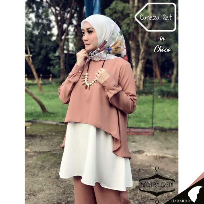 Setelan Blouse Celana Polos / Set Atasan Celana Torino Crepe Polos Caneza MODA By ERISTA