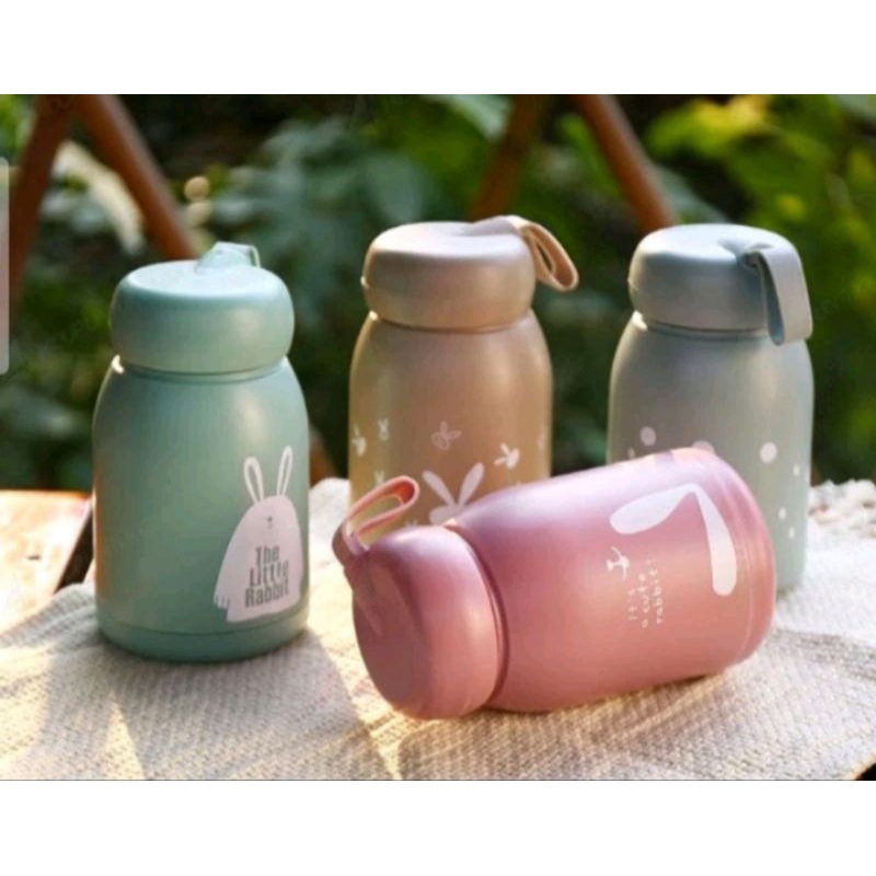 tumbler botol minum kaca mini karakter rabbit/tumbler lucu