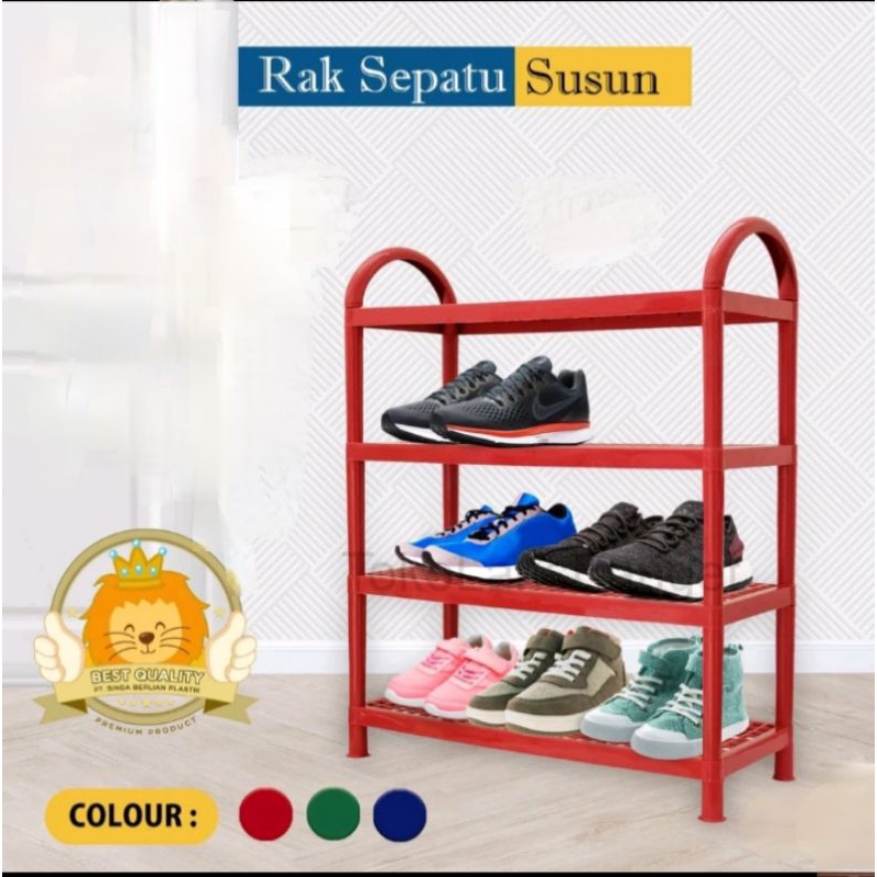 (Tiga Susun)Rak Plastik Tingkat Sepatu Sendal Susun 3