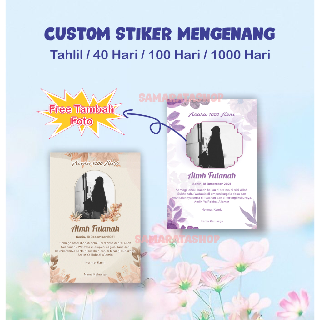 

Stiker Mengenang Wafat Tahlil 40 Hari Stiker Wafat 100 Hari Stiker Mengenang 1 Tahunan Mendak