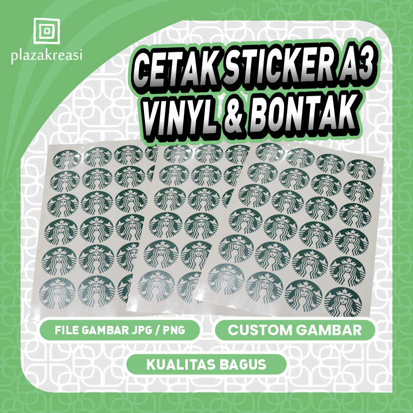

Cetak Sticker Vinyl A3 + Cutting Putus Die Cut / Cetak Sticker Souvenir