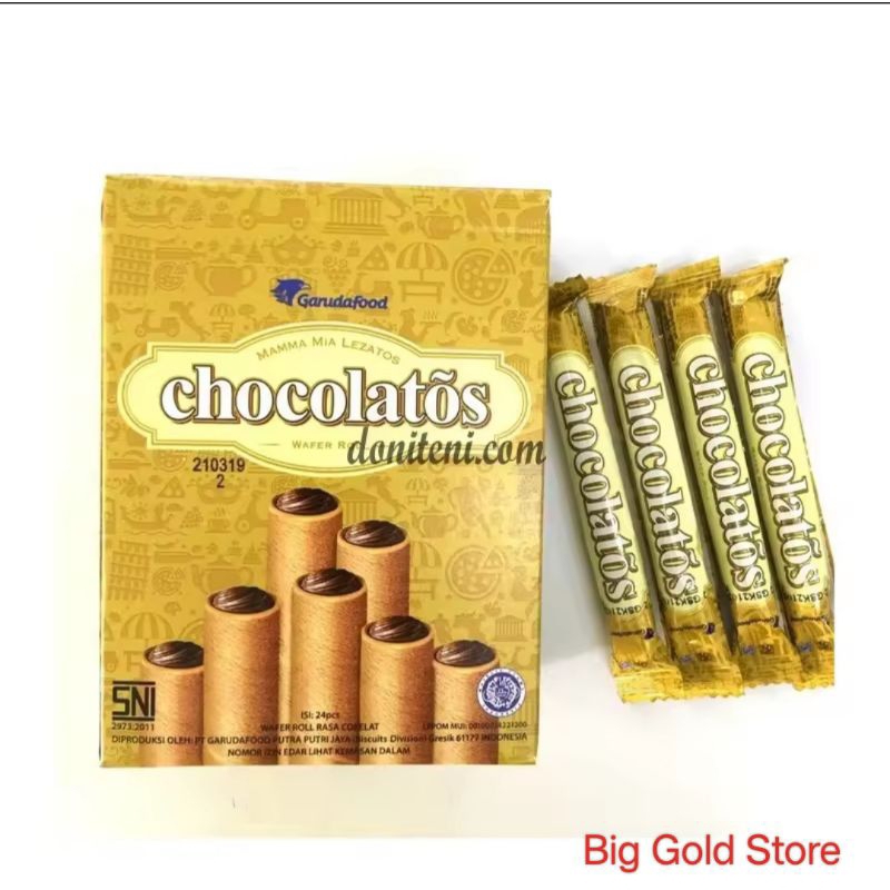 

Chocolatos classic wafer rolls 1 kotak isi 24 pcs short