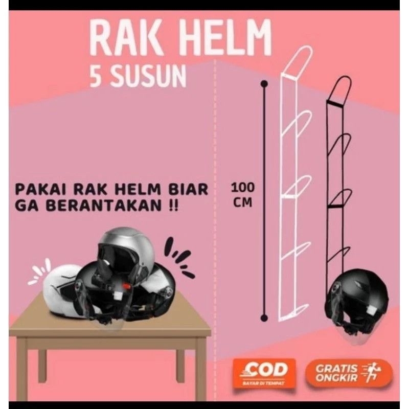 RAK HELM GANTUNG 5 SUSUN TEMPEL DINDING RAK HELM SUSUN TERTUTUP RAK HELM AESTETIC RAK HELM BERDIRI R