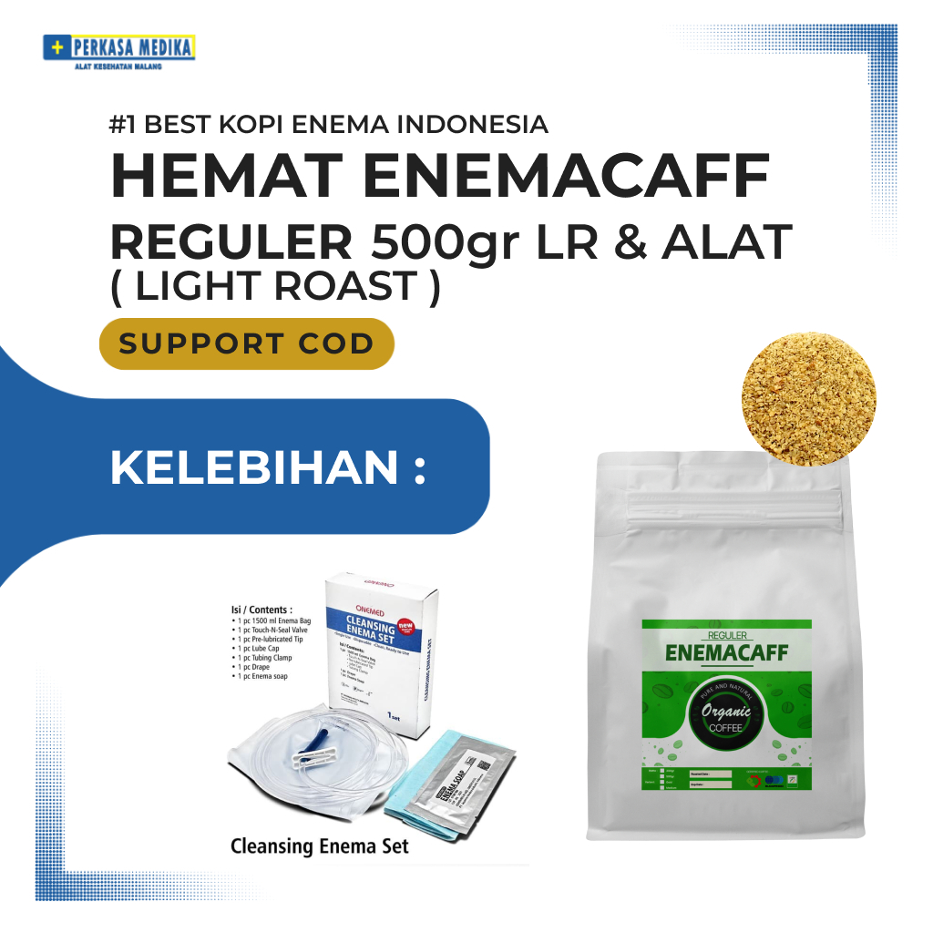 

PAKET KOPI ORGANIK Paket Enemacaff Reguler Kopi Enema Alat Cleansing Enema Set Gold Light LR 500gr