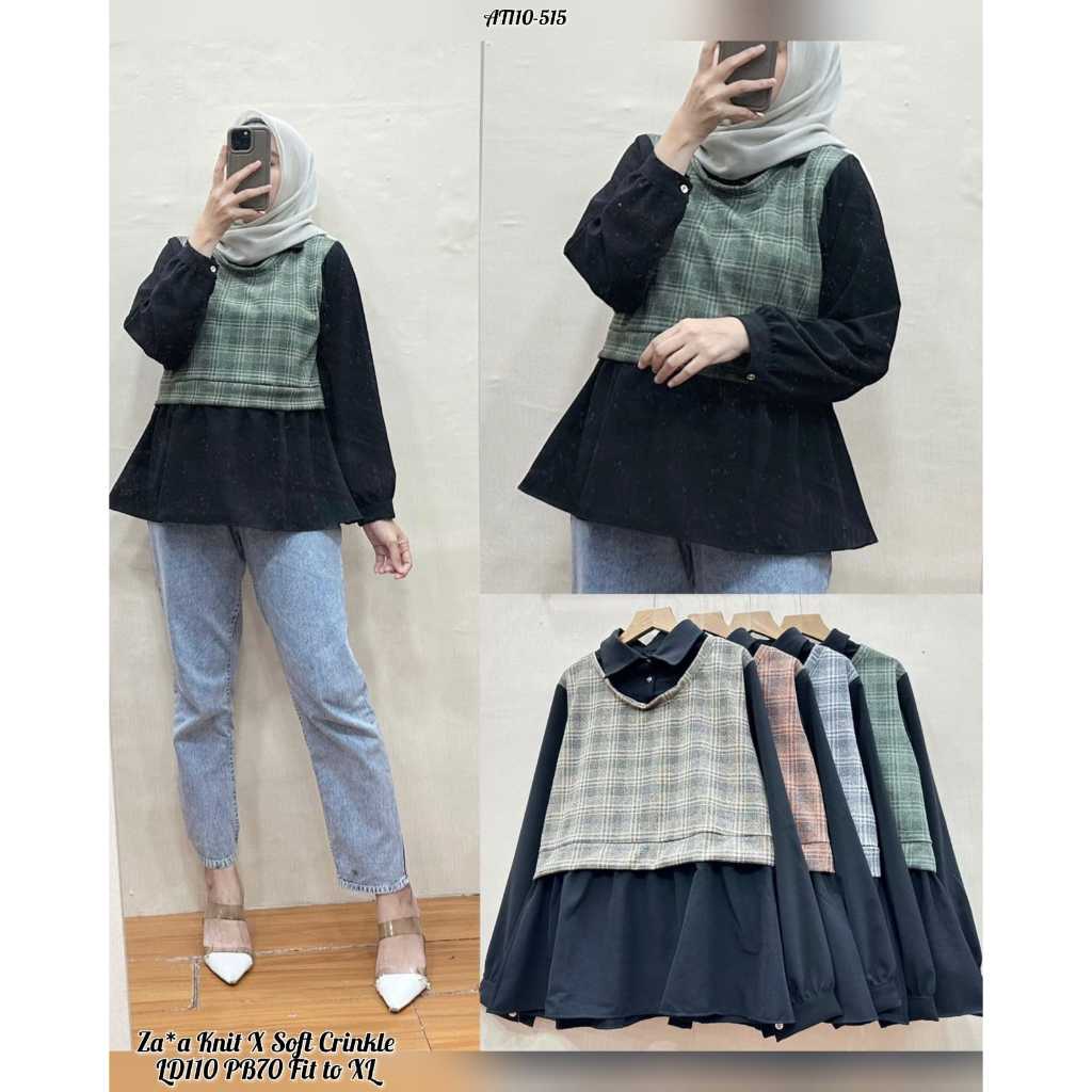 atasan wanita kemeja zara knit import