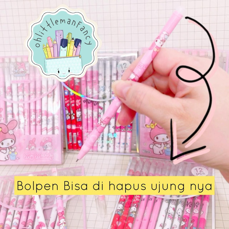 

12pcs Bolpen Pulpen Pena Bisa Dihapus Sanrio -MA134