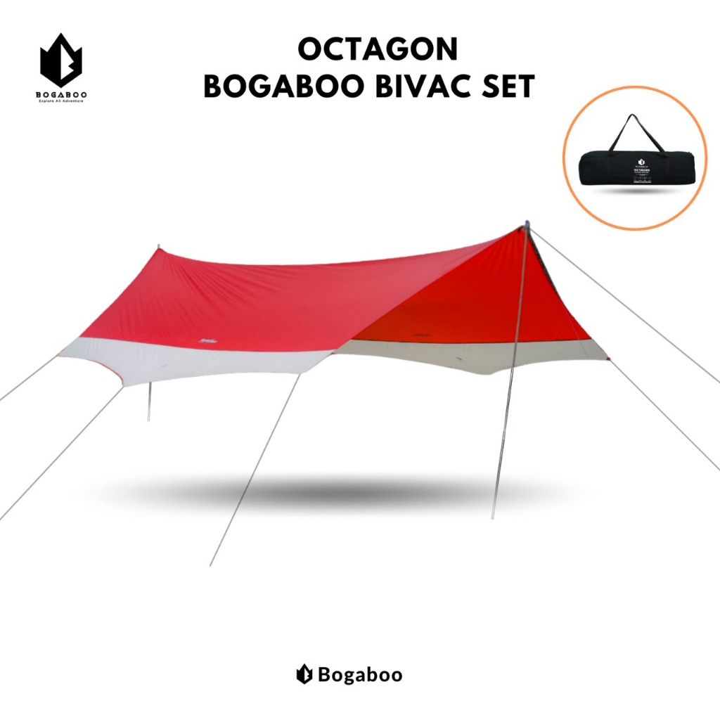 BOGABOO Flysheet OCTAGON segi 8 THUNDER STORM bahan nylon 30D PU 5.000 full sealer  - BIVAK SET OKTA