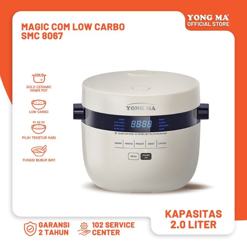 YONG MA Rice Cooker Digital Low Carbon Rendah Gula 2 Liter SMC-8067 Original