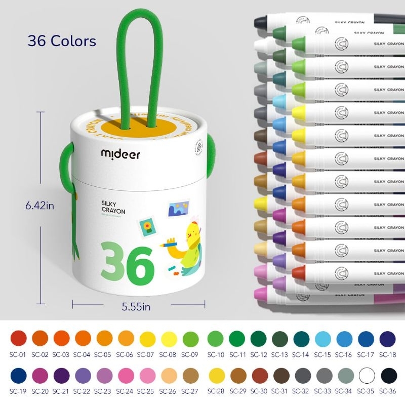 

mideer new silky crayon bucket safe for kids washable aman untuk anak
