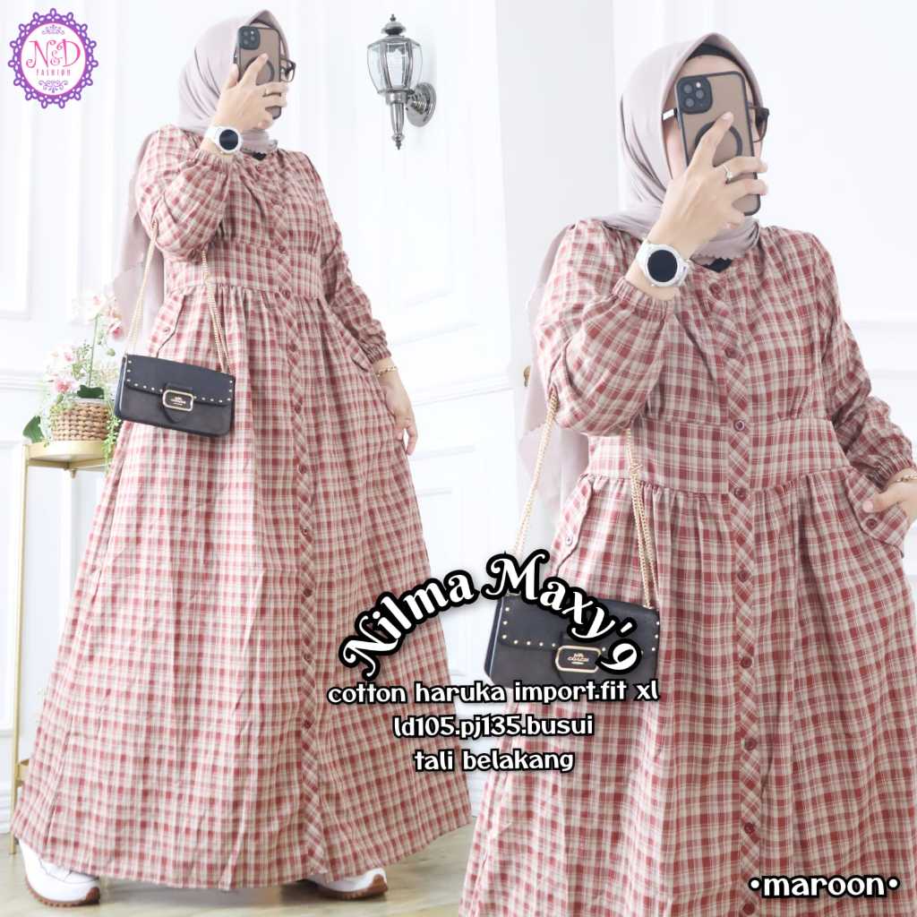Dress busui Nilma maxy bahan katun LD 105 by N&D