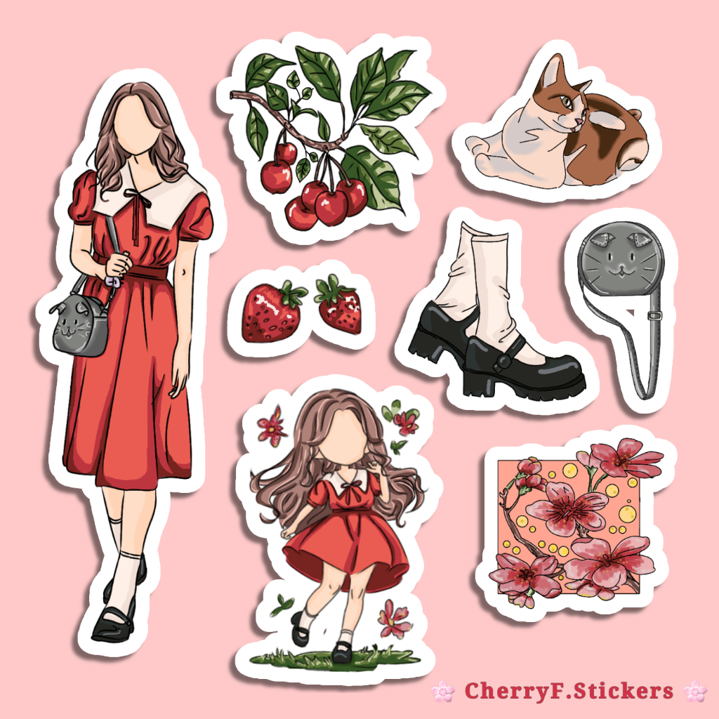 

Set 8pcs Sticker Silvia Edition / Sticker jurnal, Sticker lucu