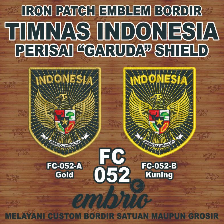 FC-052 Patch timnas indonesia emblem bordir logo jersey timnas garuda - 6x7,5cm - Embrio Patch Embro