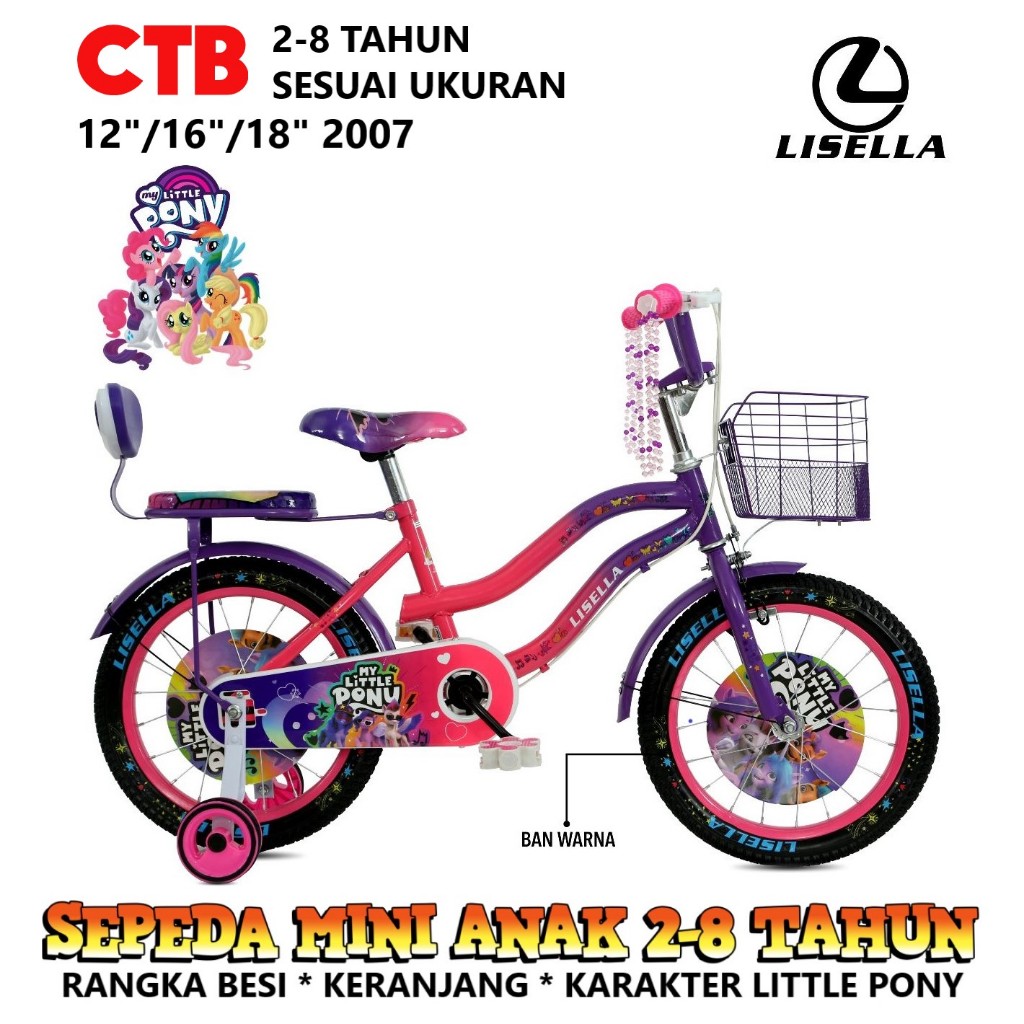 Jabodetabek Go-Send 16 Inci Lisella LS2007 Girl CTB 4-7 Tahun City Bike Sepeda Anak Perempuan