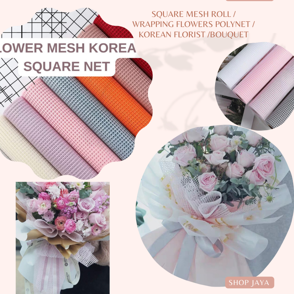 

ROLL FLOWER MESH KOREAN SQUARE NET Korean Jaring2 Net Roll JARING POLYNET/ JALA POT/WRAPPING KAIN