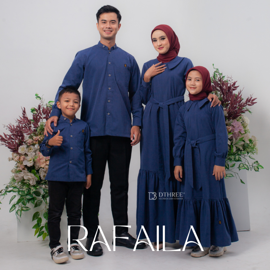 Sarimbit Rafaila ( Denim ) - Sarimbit Keluarga Muslim / Couple Keluarga 2024 / Baju couple keluarga