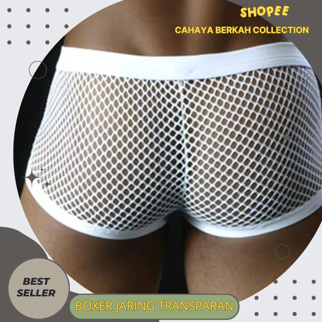 BOXER JARING PRIA / BOXER TRANSPARAN PRIA SEXY BOXER BRIEF FISHNET TRANSPARAN PRODUK BAHAN BERKUALIT