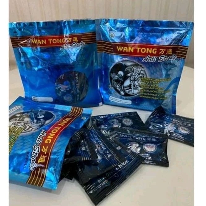 ECER 3 SACHET @2 kapsul Wan Tong Anti Stroke , kapsul Wantong original ,  Wtk Biru mengatasi asam ur