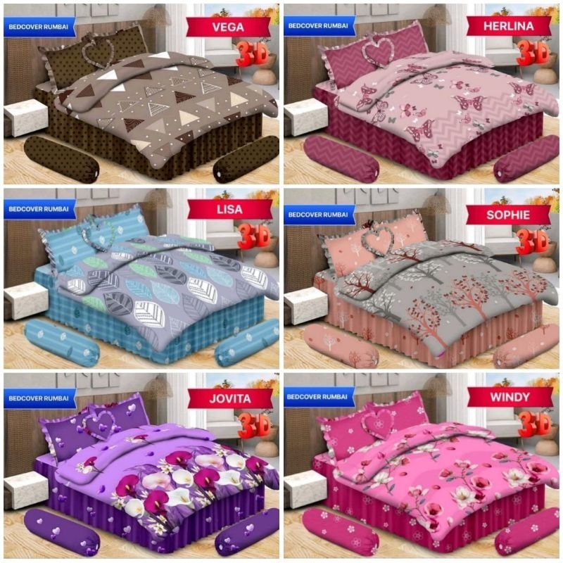 Bedcover Bonita 180x200 Set ( Sprei Rumbai)  / Bonita Bed Cover Rumbai Ukuran 180x200