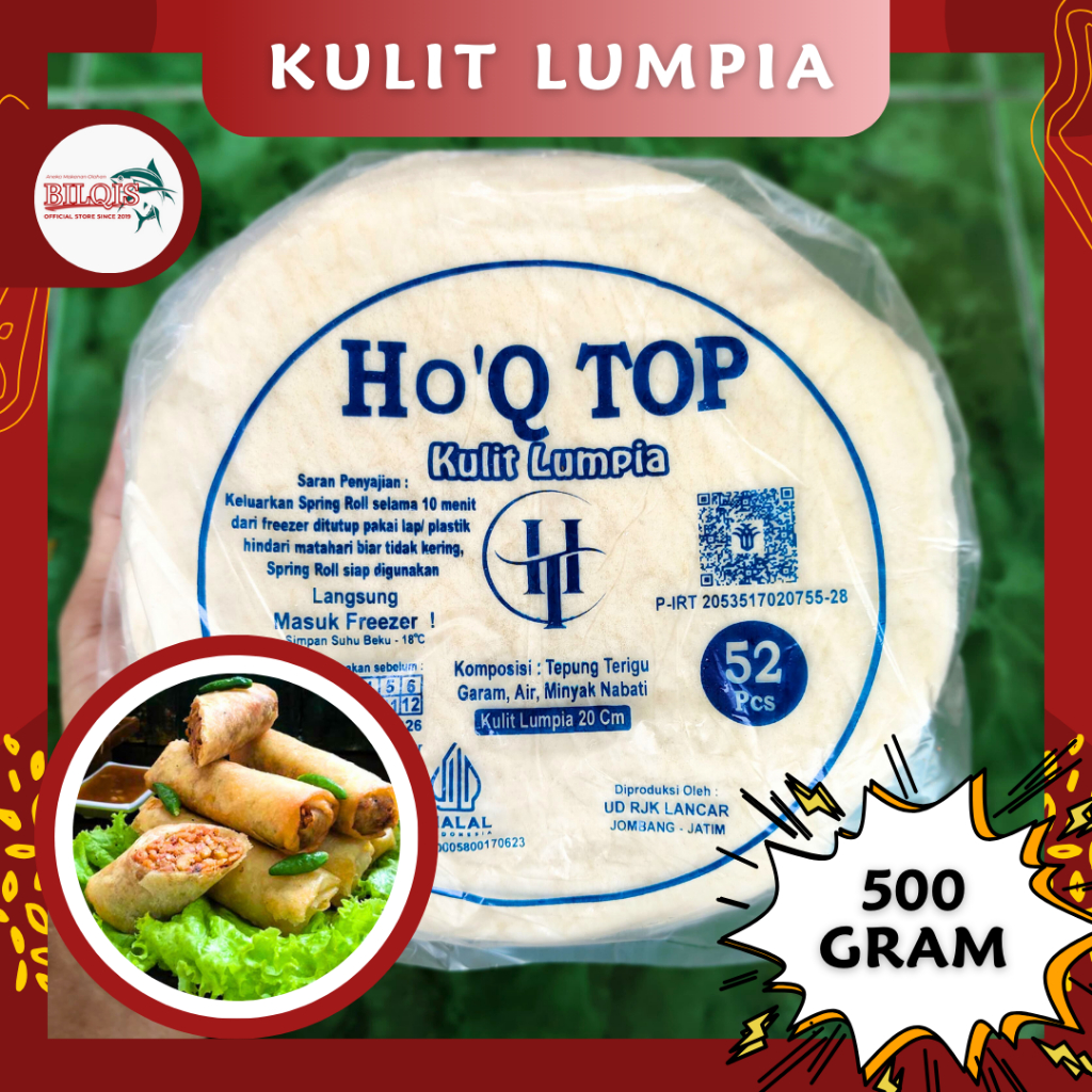 

Kulit Lumpia HO'Q Top isi 52 Lembar 500gram