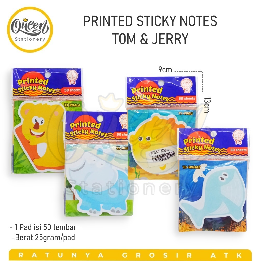 

1 PAD (50 LEMBAR) PRINTED STICKY NOTES TOM & JERRY / STICK NOTE LUCU / MEMO LUCU